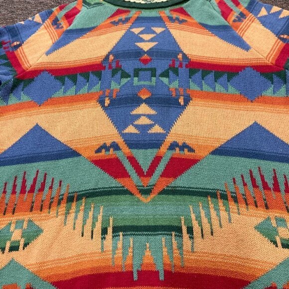 Chaps Navajo Aztec Southwestern Cowl Neck Knit Sweater Medium M - Picture 2 of 13